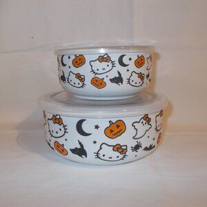 Hello Kitty Fall/Halloween ceramic bowls with vented lids